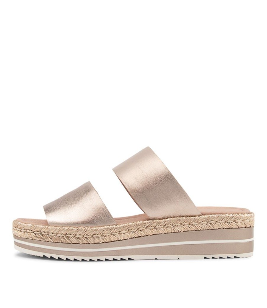 Shoes DJANGO & JULIETTE | Agota Platino Platino Rope Leather Slides