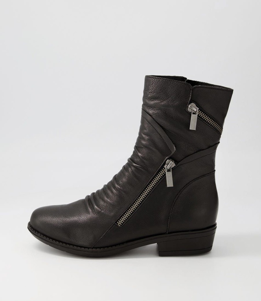 Shoes DJANGO & JULIETTE | Renu Black Leather Ankle Boots