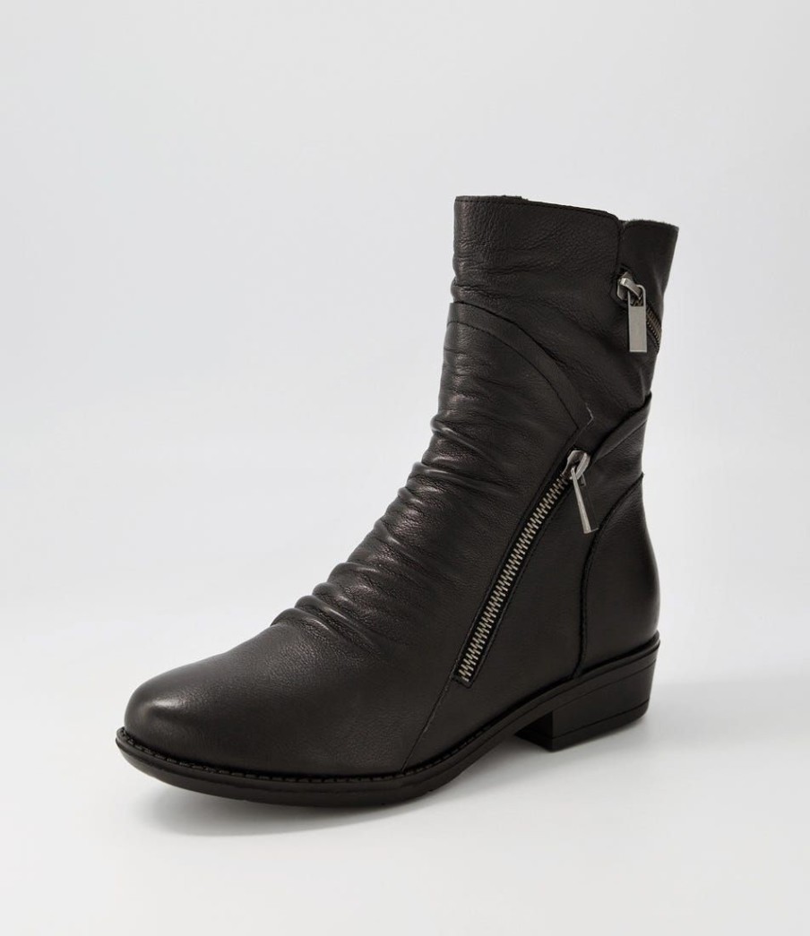 Shoes DJANGO & JULIETTE | Renu Black Leather Ankle Boots