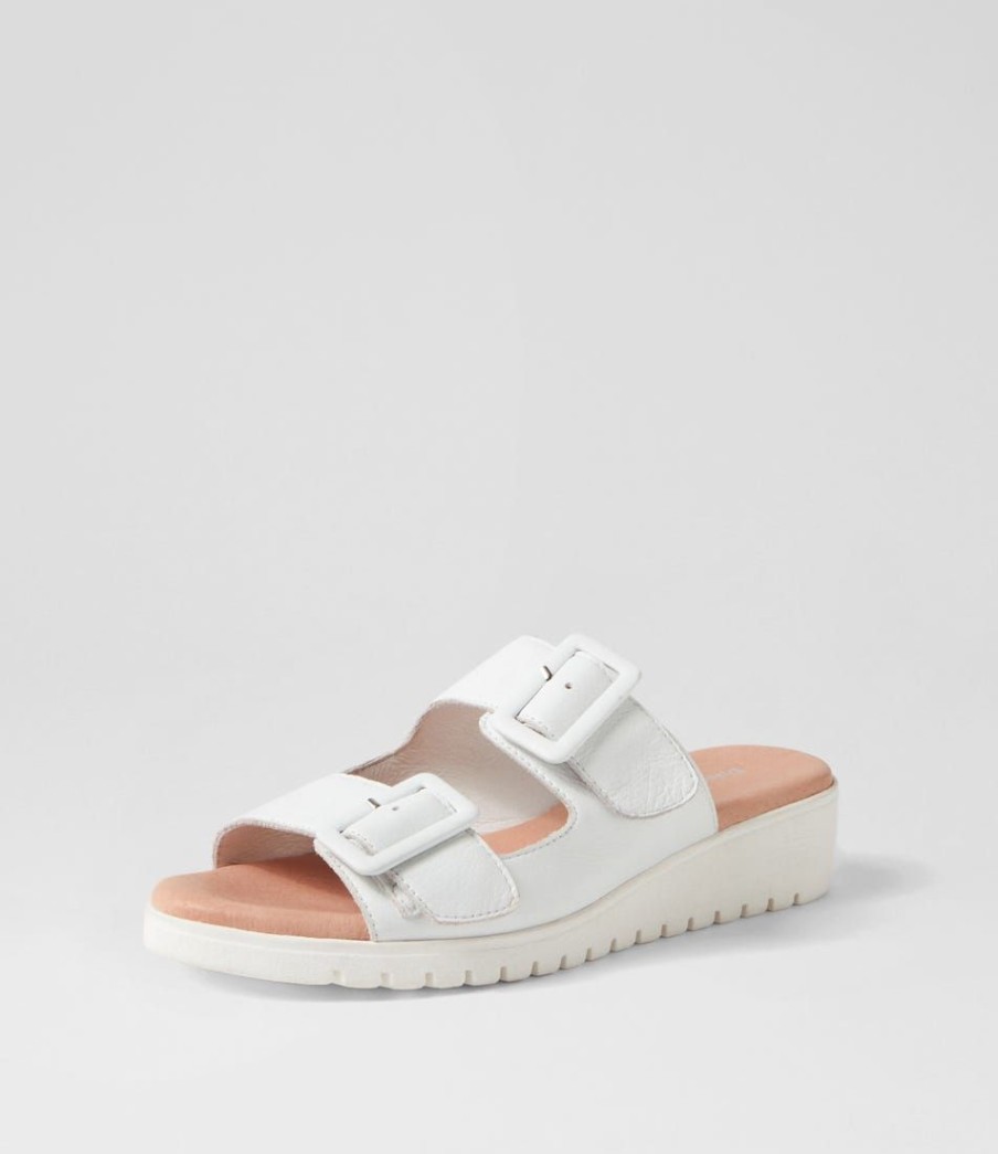 Shoes DJANGO & JULIETTE | Maxel White Leather Slides