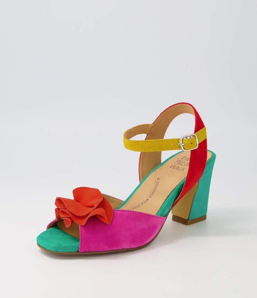 Shoes ZIERA | Antonia W Bright Multi Suede Sandals