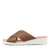 Shoes DJANGO & JULIETTE | Manal Dark Tan Weave Slides