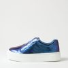 Shoes DJANGO & JULIETTE | Shia Blue Shine White Croc Leather Sneakers