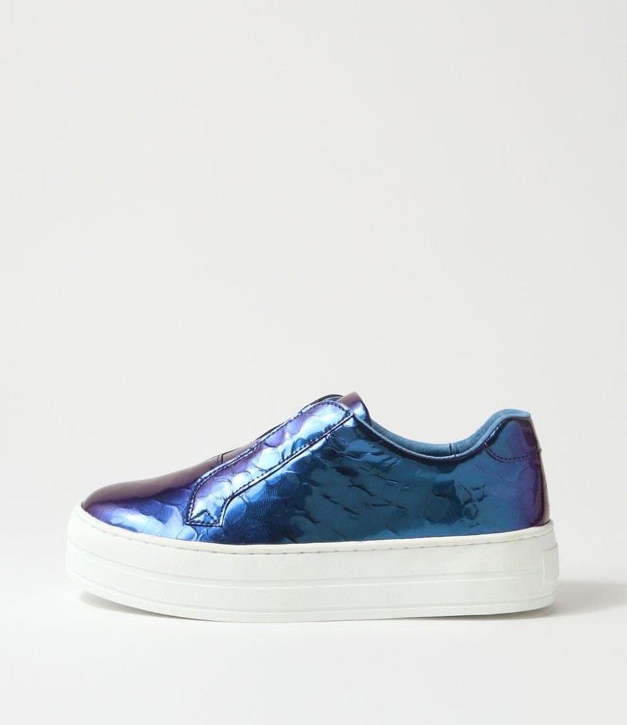 Shoes DJANGO & JULIETTE | Shia Blue Shine White Croc Leather Sneakers