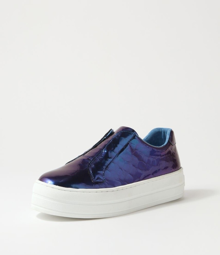 Shoes DJANGO & JULIETTE | Shia Blue Shine White Croc Leather Sneakers