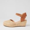 Shoes DJANGO & JULIETTE | Rastan Natural Dark Tan Synthetic Raffia Leather Wedges