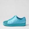 Shoes TOP END | Purity Blue Satin Metallic Leather Jewels Sneakers