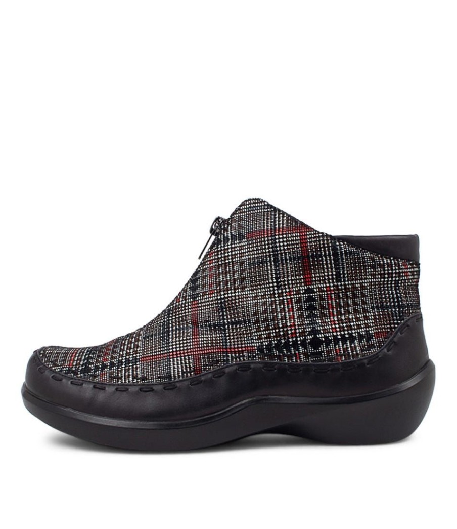 Shoes ZIERA | Anitra Xw Black Red Check Leather Ankle Boots