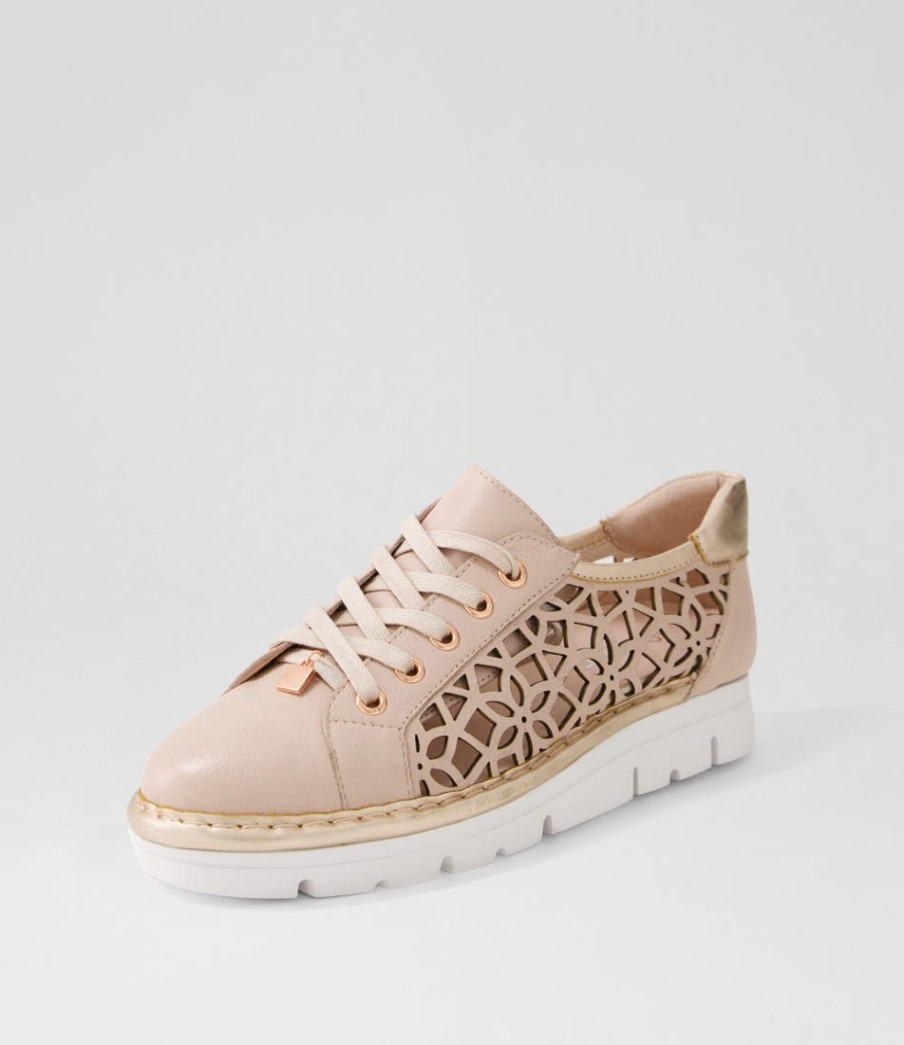 Shoes TOP END | Elin Pale Rose Gold Leather Sneakers