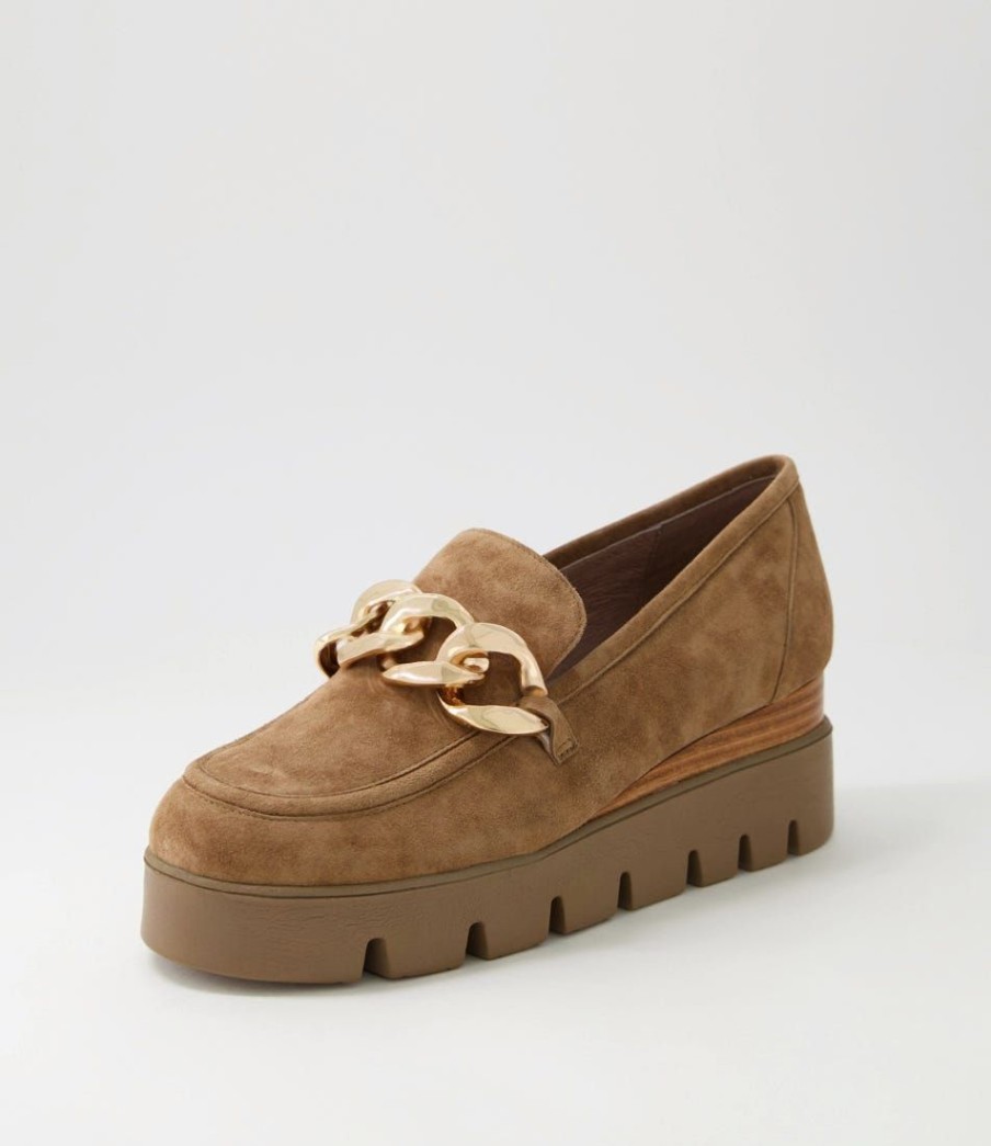 Shoes DJANGO & JULIETTE | Rozza Light Choc Dark Taupe Suede Loafers