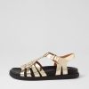 Shoes MOLLINI | Harriz Gold Black Mirror Leather Sandals