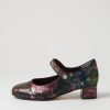 Shoes ZIERA | Kitty W Black Metal Floral Leather Heels