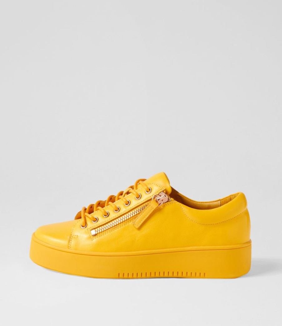 Shoes DJANGO & JULIETTE | Laila Bright Yellow Leather Sneakers