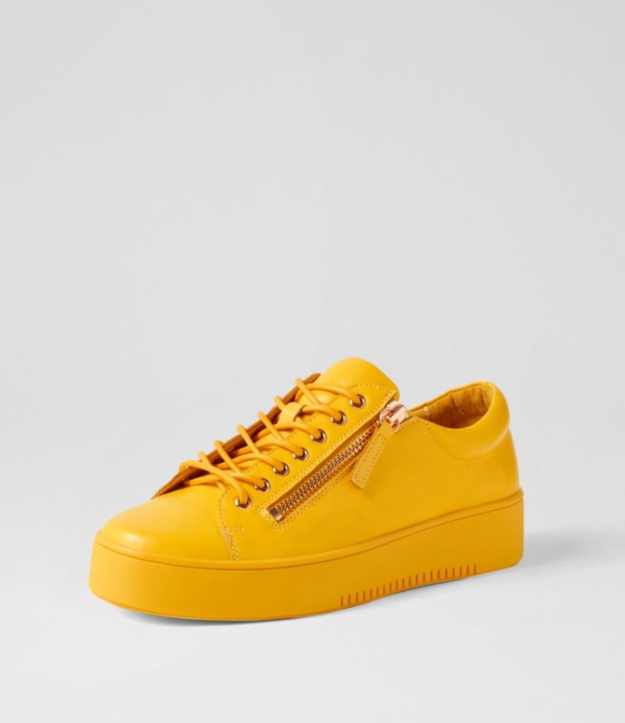 Shoes DJANGO & JULIETTE | Laila Bright Yellow Leather Sneakers