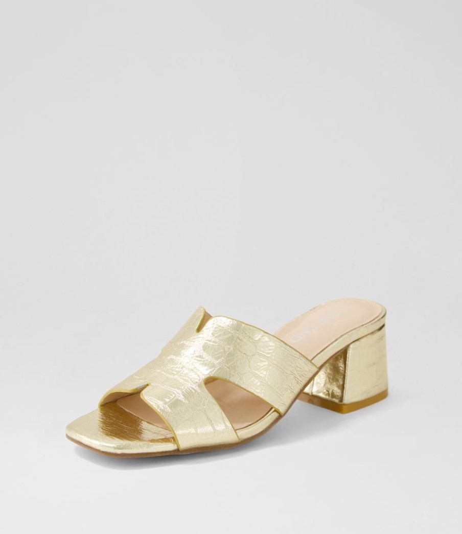 Shoes TOP END | Corlat Pale Gold Shine Croc Leather Mules