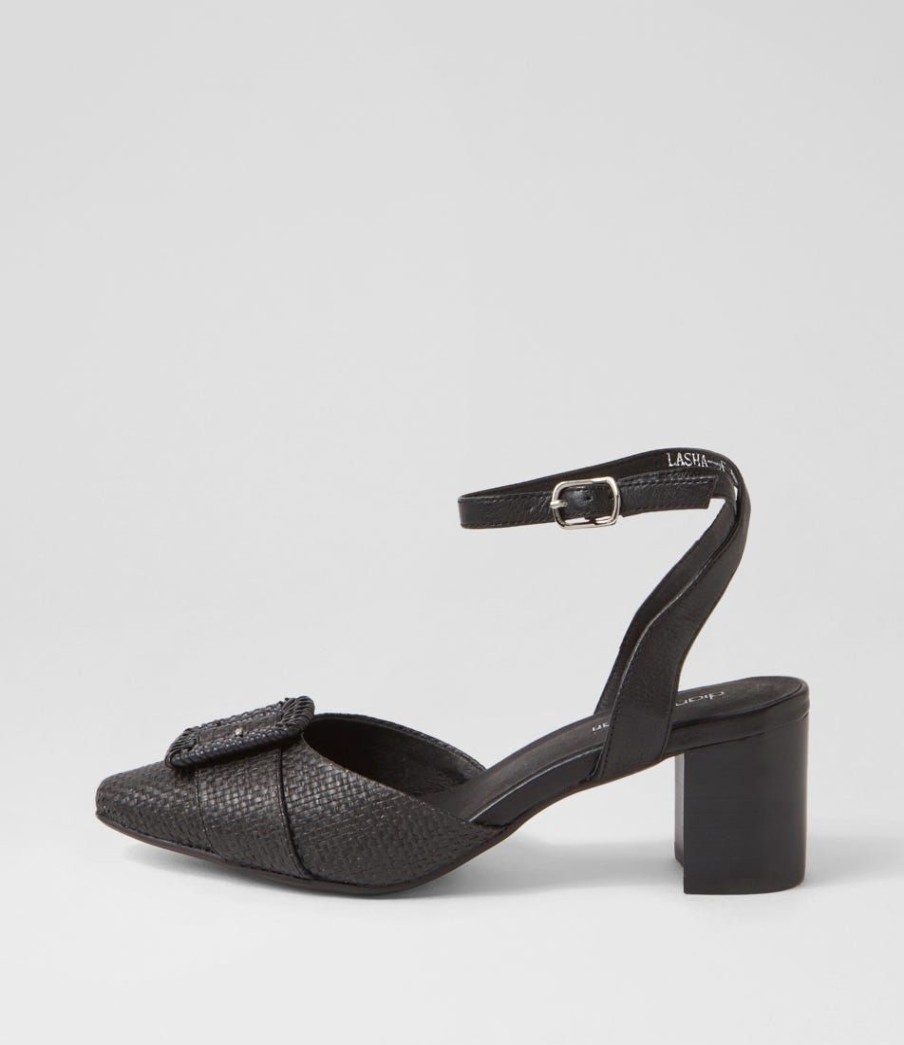 Shoes DIANA FERRARI | Lasha Black Woven Leather Heels