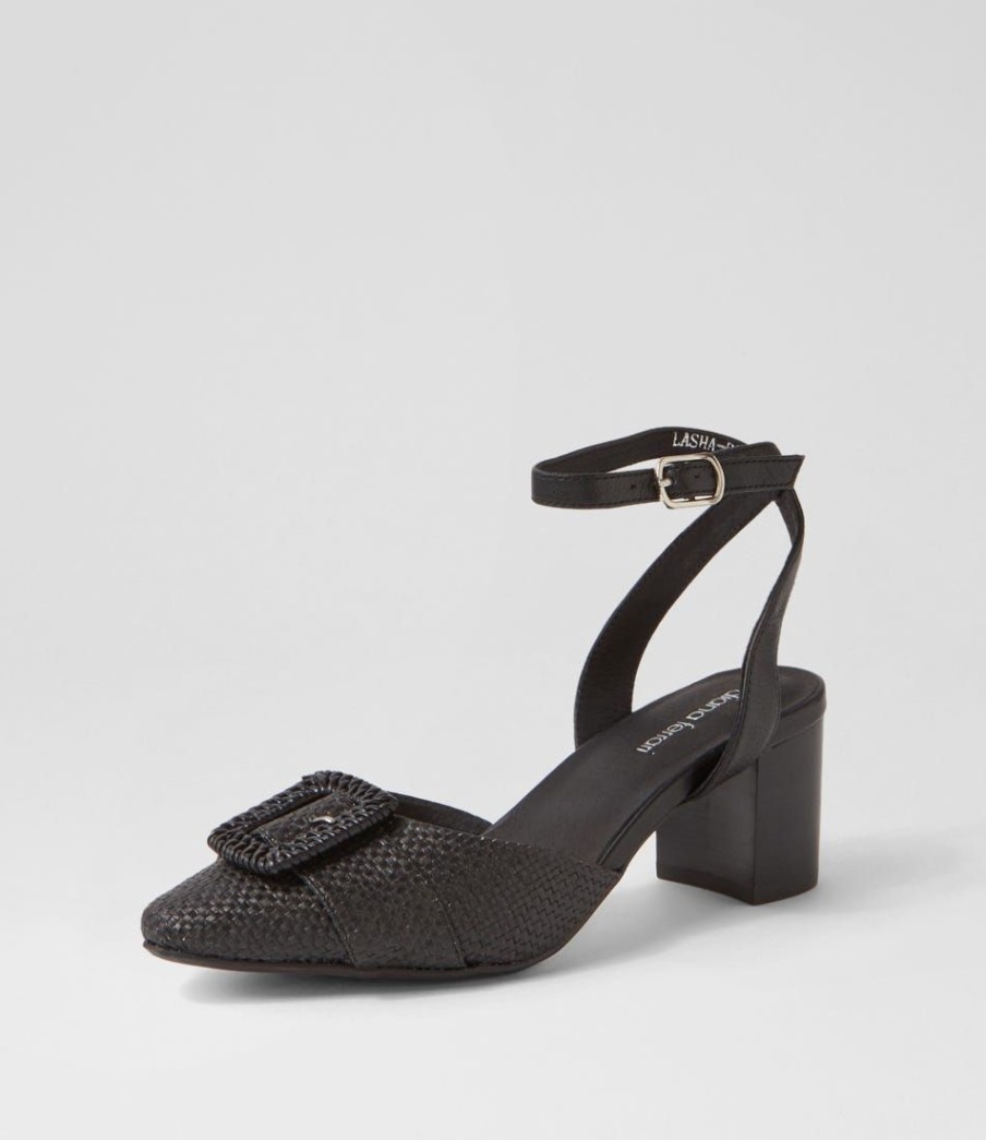 Shoes DIANA FERRARI | Lasha Black Woven Leather Heels