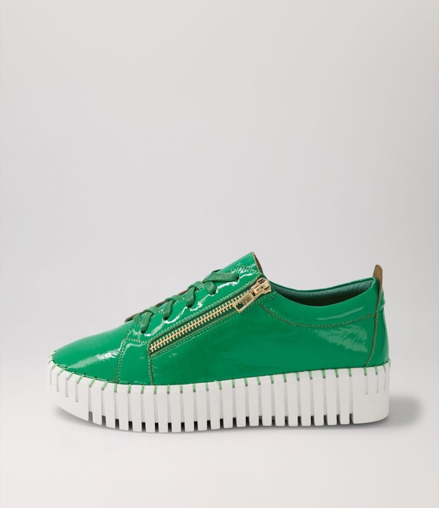 Shoes DJANGO & JULIETTE | Bump Emerald Patent Leather Sneakers Ws