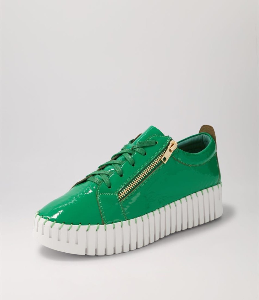 Shoes DJANGO & JULIETTE | Bump Emerald Patent Leather Sneakers Ws