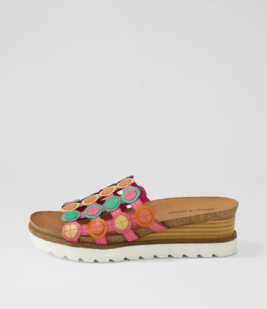 Shoes DJANGO & JULIETTE | Badabing Fuchsia Bright Multi Leather Mules