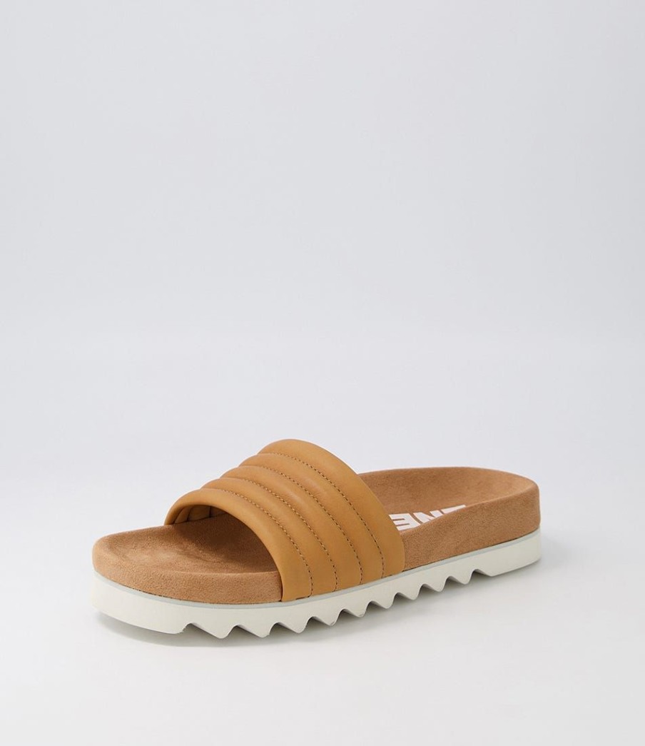 Shoes ROLLIE | Slide Tooth Wedge Soft Tan Leather Slides