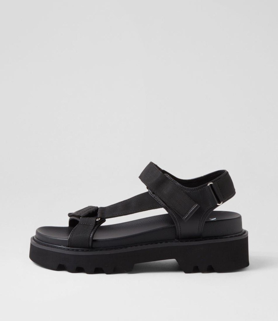 Shoes MOLLINI | Tarek Black Fabric Leather Sandals