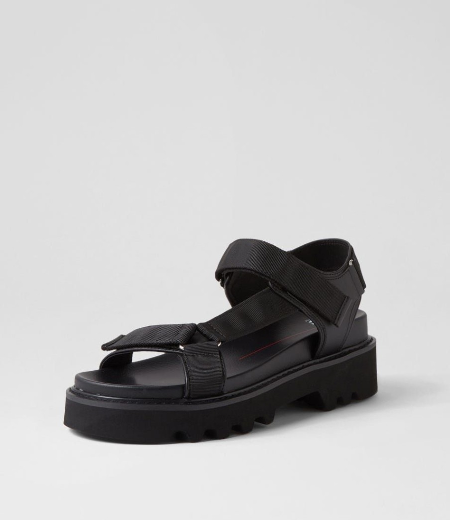 Shoes MOLLINI | Tarek Black Fabric Leather Sandals