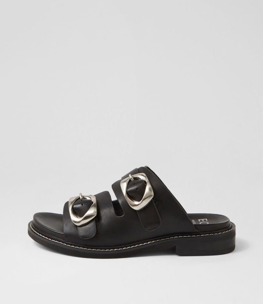 Shoes EOS | Ornate Black Leather Slides