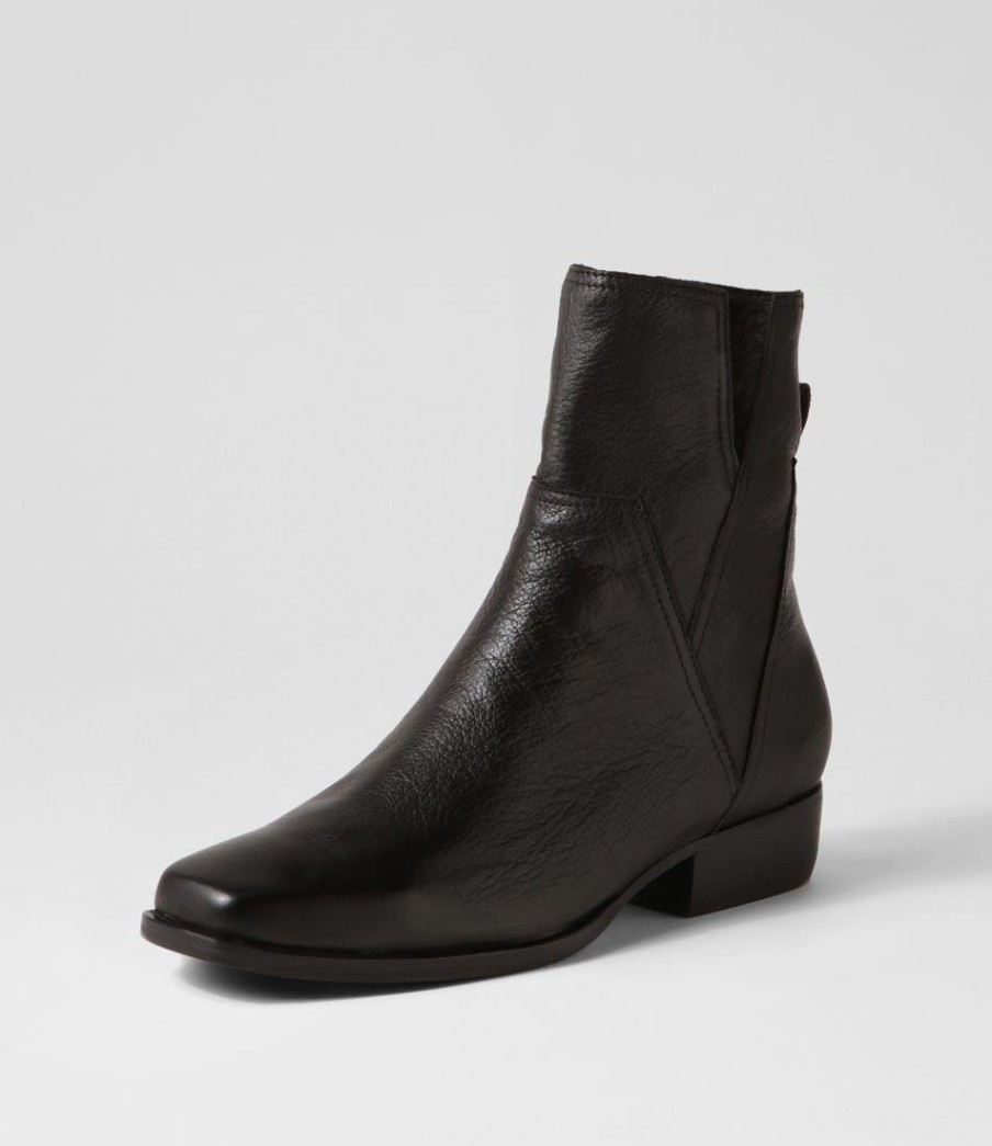 Shoes TOP END | Gaines Black Leather Ankle Boots