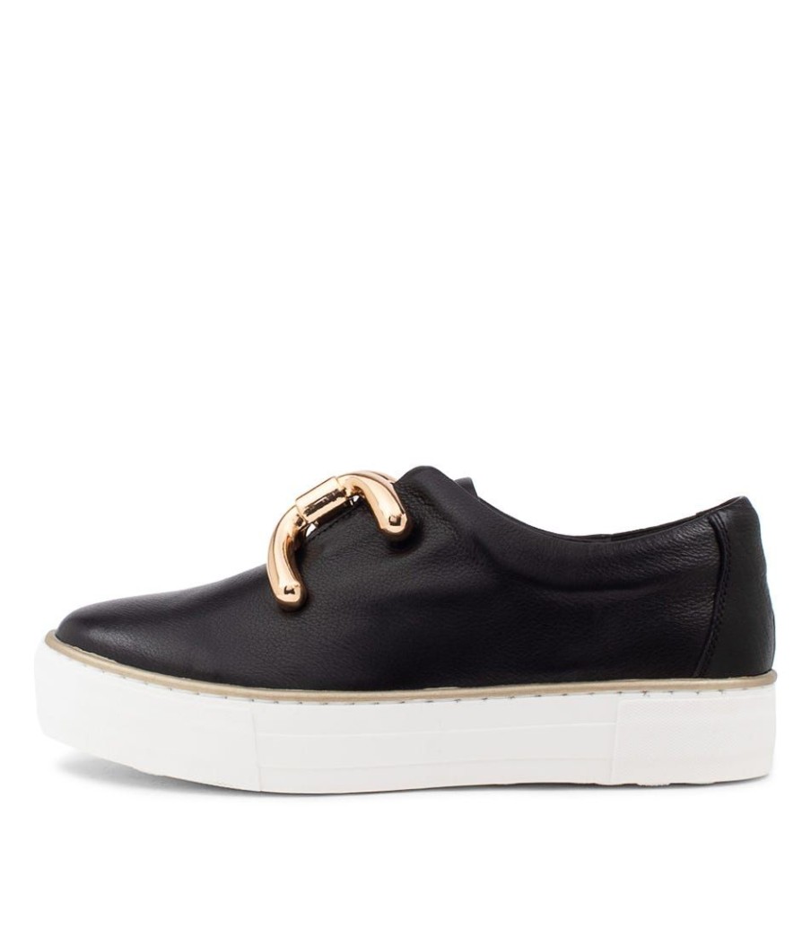 Shoes DJANGO & JULIETTE | Filpy Black Gold Leather Sneakers Ws