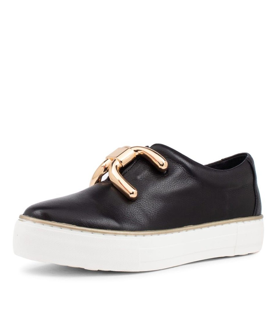 Shoes DJANGO & JULIETTE | Filpy Black Gold Leather Sneakers Ws