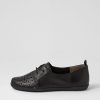 Shoes ZIERA | Lothar W Black Leather Lace Up Flats