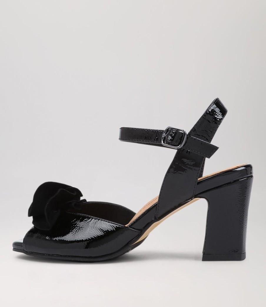 Shoes ZIERA | Antonia W Black Patent Suede Sandals