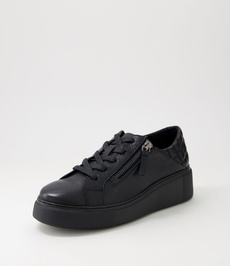 Shoes DJANGO & JULIETTE | Yurke Black Leather Sneakers