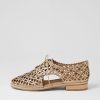 Shoes DJANGO & JULIETTE | Addyst Gold Crackle Leather Lace Up Flats