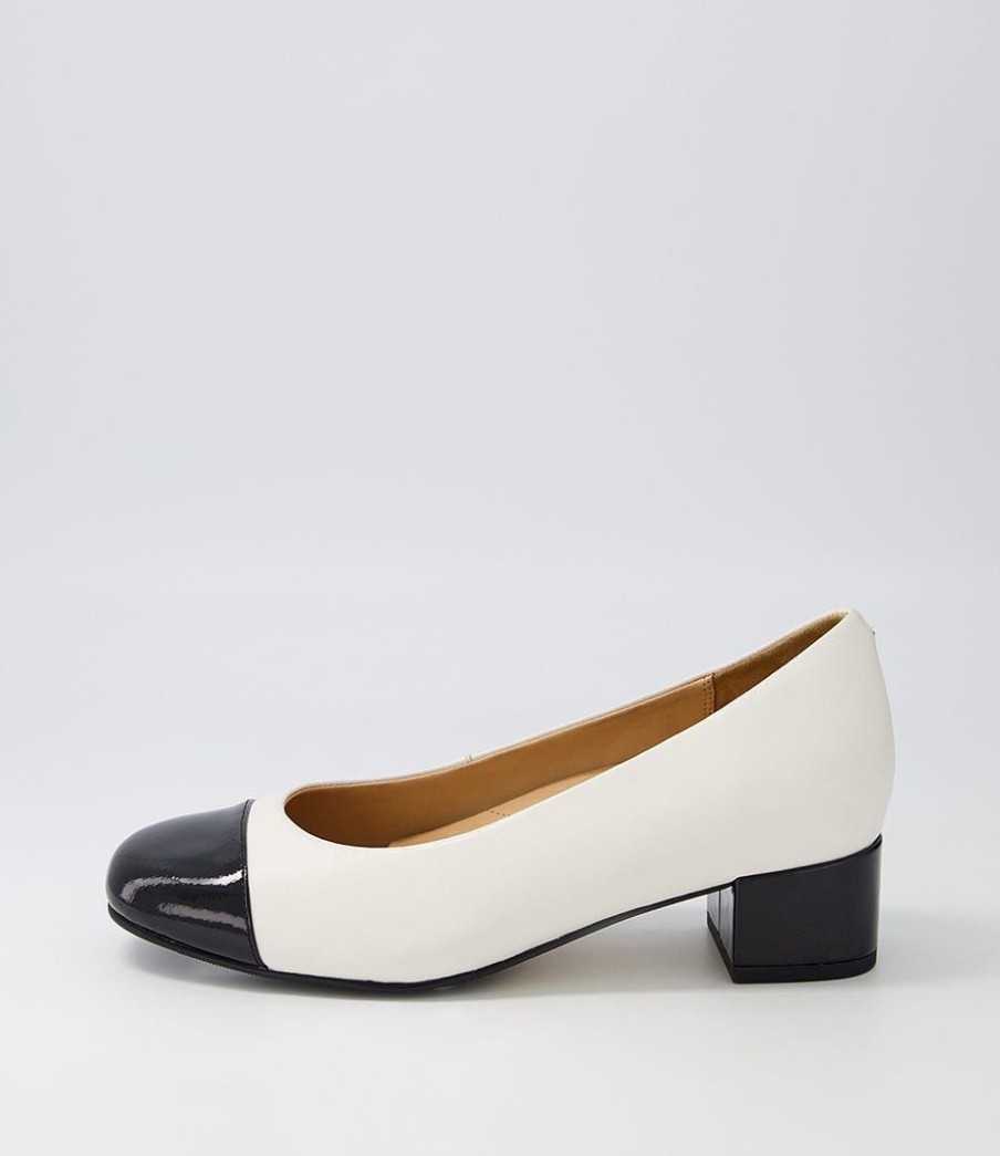 Shoes ZIERA | Knelis W Black Ivory Patent Leather Heels