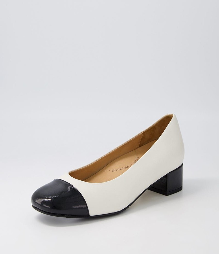 Shoes ZIERA | Knelis W Black Ivory Patent Leather Heels