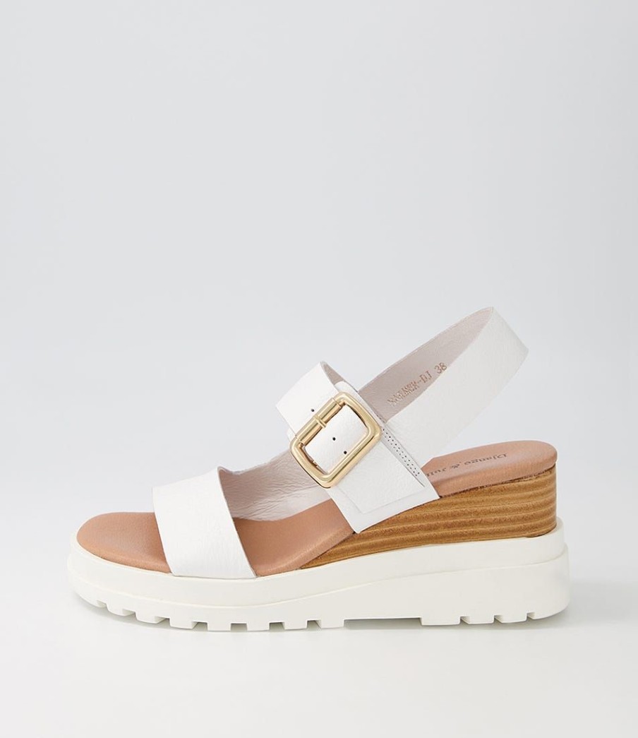 Shoes DJANGO & JULIETTE | Barmer White Leather Sandals