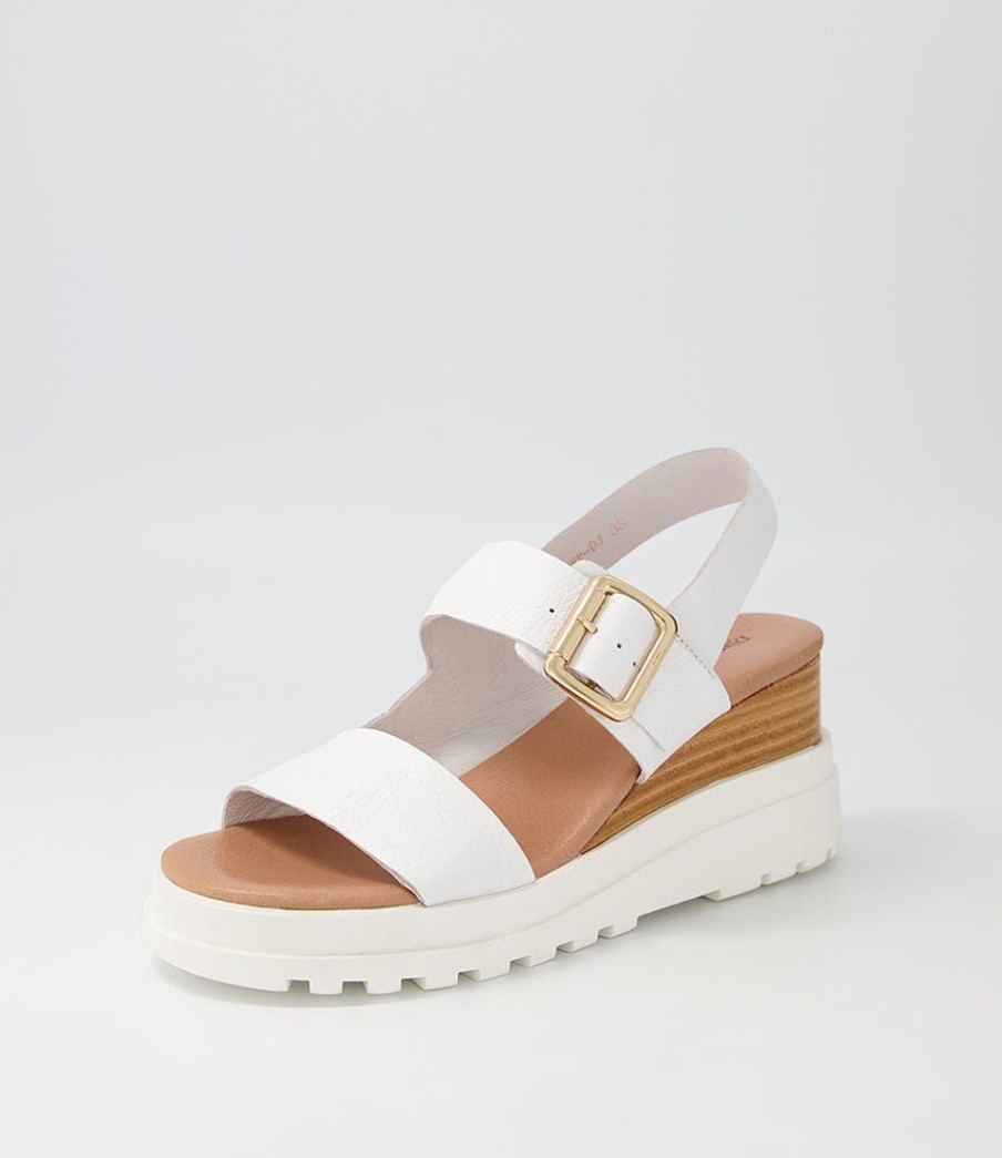 Shoes DJANGO & JULIETTE | Barmer White Leather Sandals