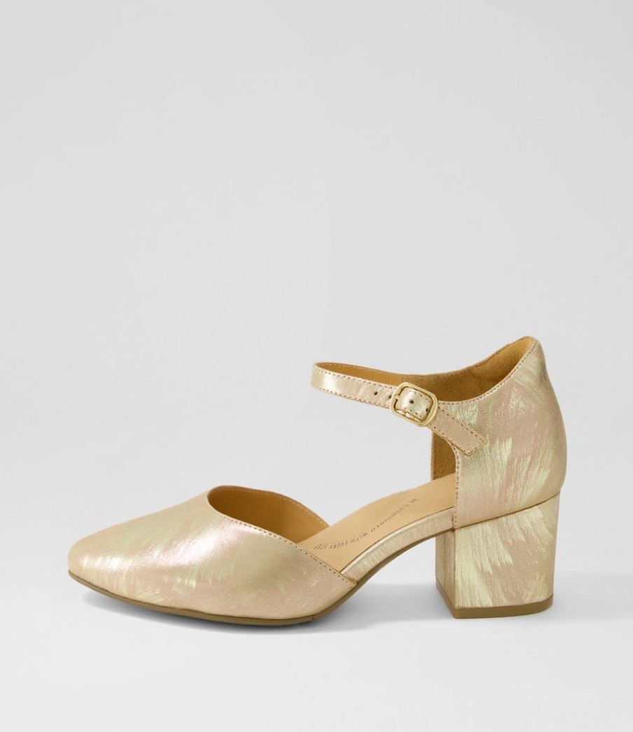 Shoes ZIERA | Vitor Xw Old Gold Scratch Leather Heels