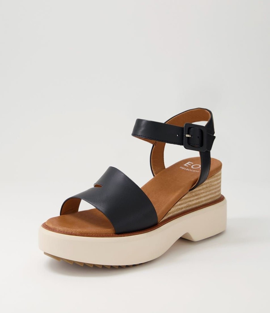 Shoes EOS | Brooke Black Leather Sandals