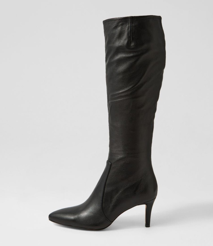 Shoes MOLLINI | Chime Black Leather Knee High Boots