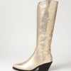 Shoes MOLLINI | Relax Pale Gold Lizard Leather Knee High Boots