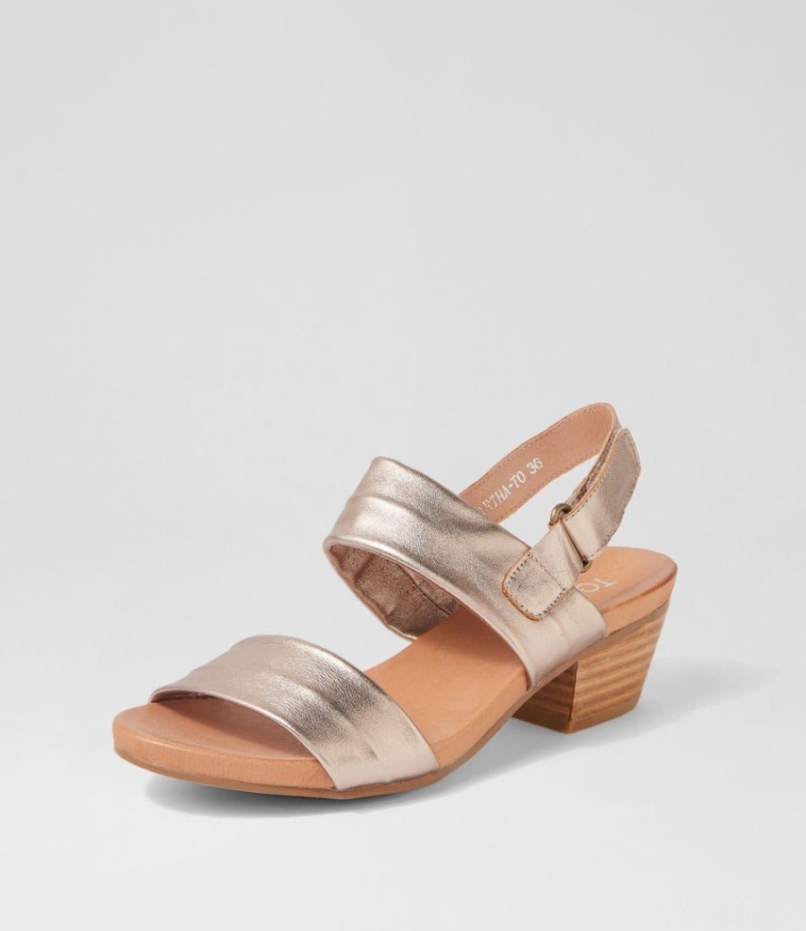 Shoes TOP END | Cartha Champagne Leather Sandals