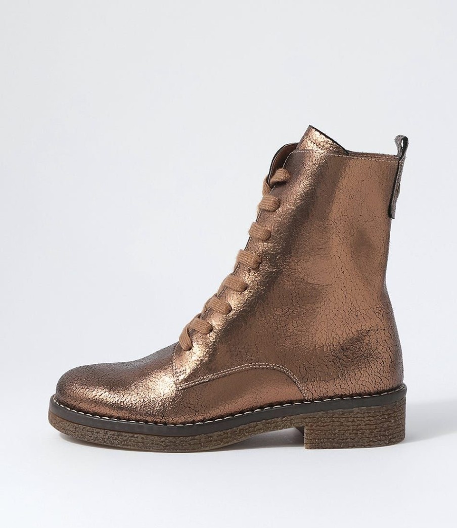 Shoes DJANGO & JULIETTE | Gipsiee Bronze Crackle Leather Ankle Boots