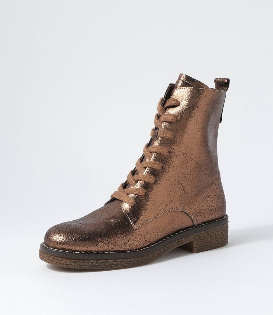 Shoes DJANGO & JULIETTE | Gipsiee Bronze Crackle Leather Ankle Boots