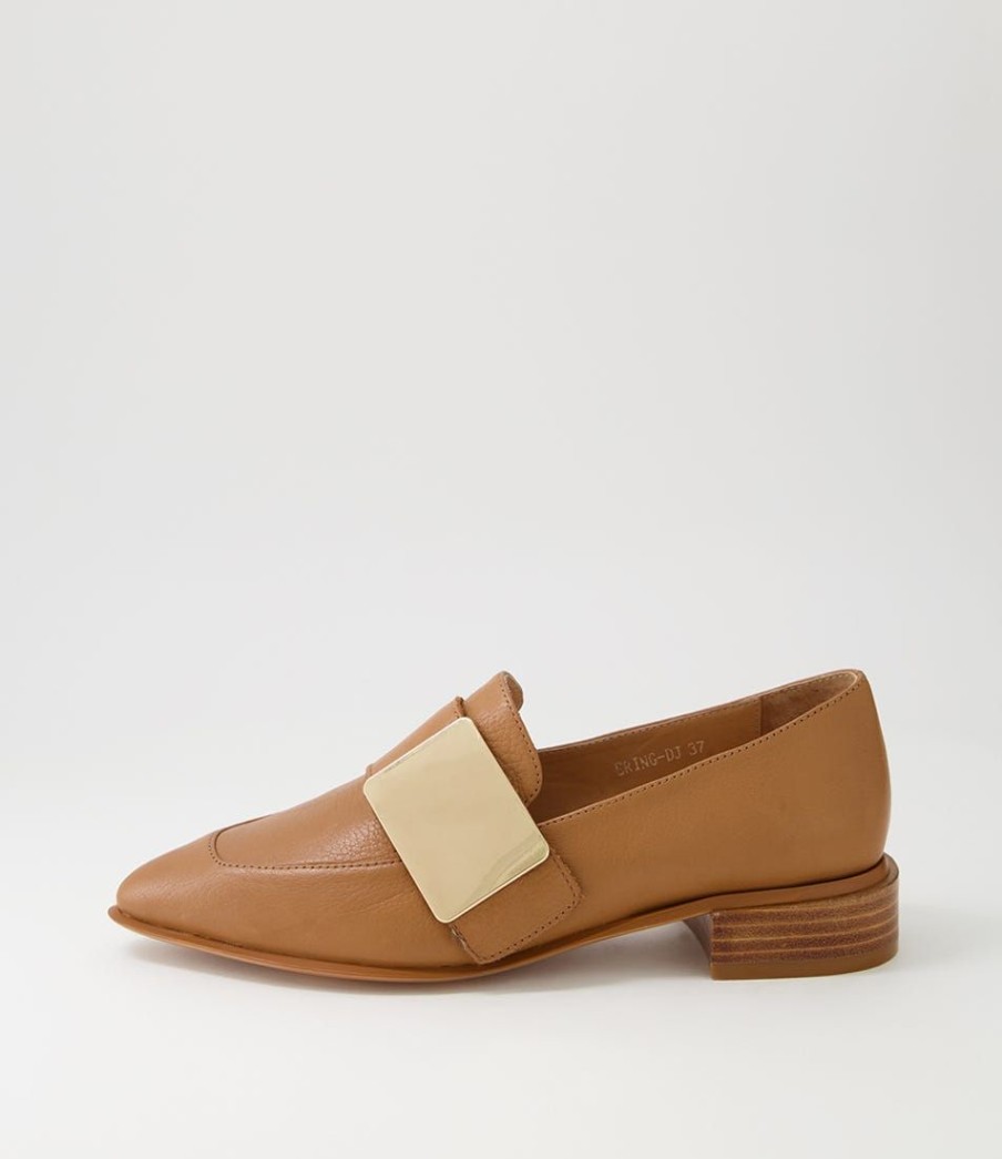 Shoes DJANGO & JULIETTE | Ering Dark Tan Gold Leather Loafers