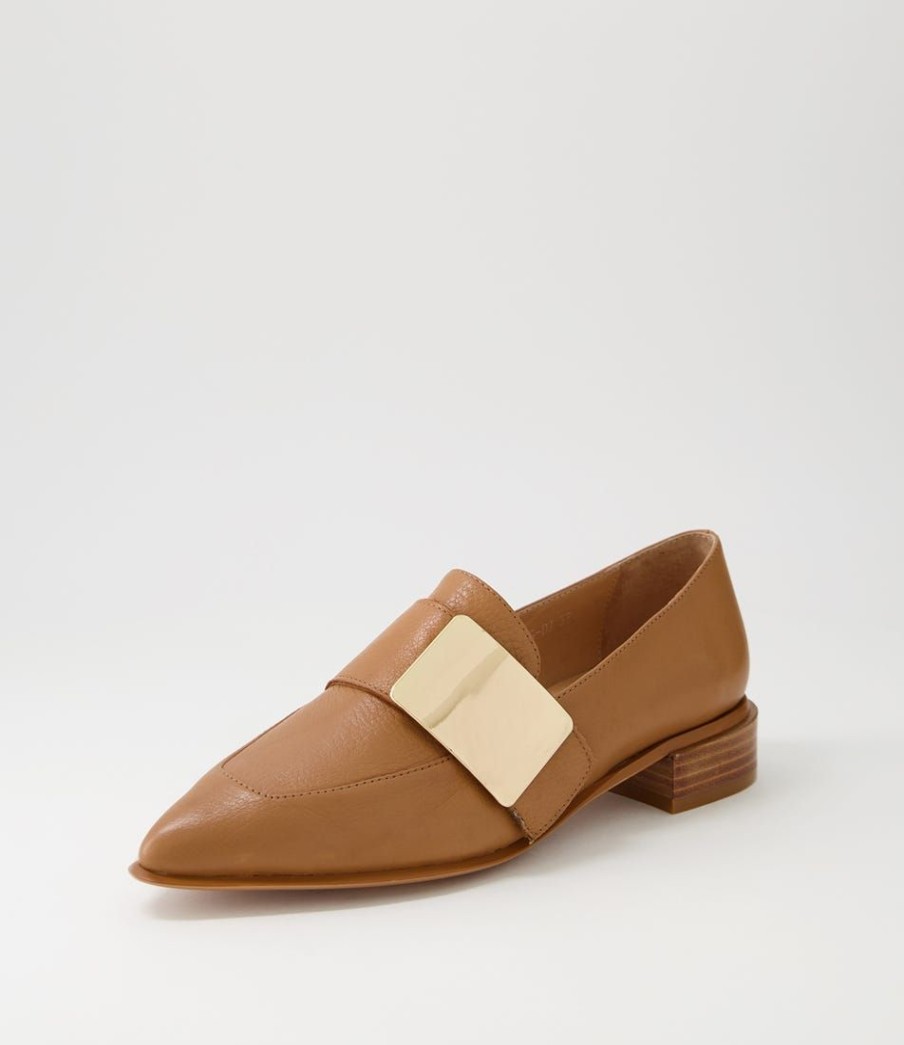 Shoes DJANGO & JULIETTE | Ering Dark Tan Gold Leather Loafers