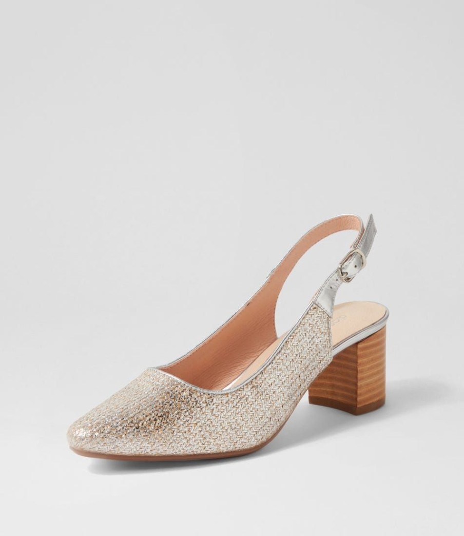 Shoes DIANA FERRARI | Lexstar Silver Wash Woven Leather Heels