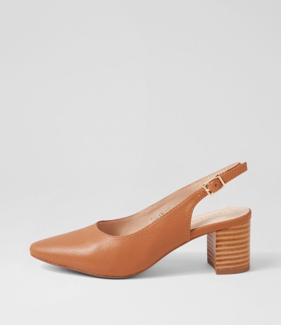 Shoes DIANA FERRARI | Lucine Dark Tan Natural Heel Leather Heels